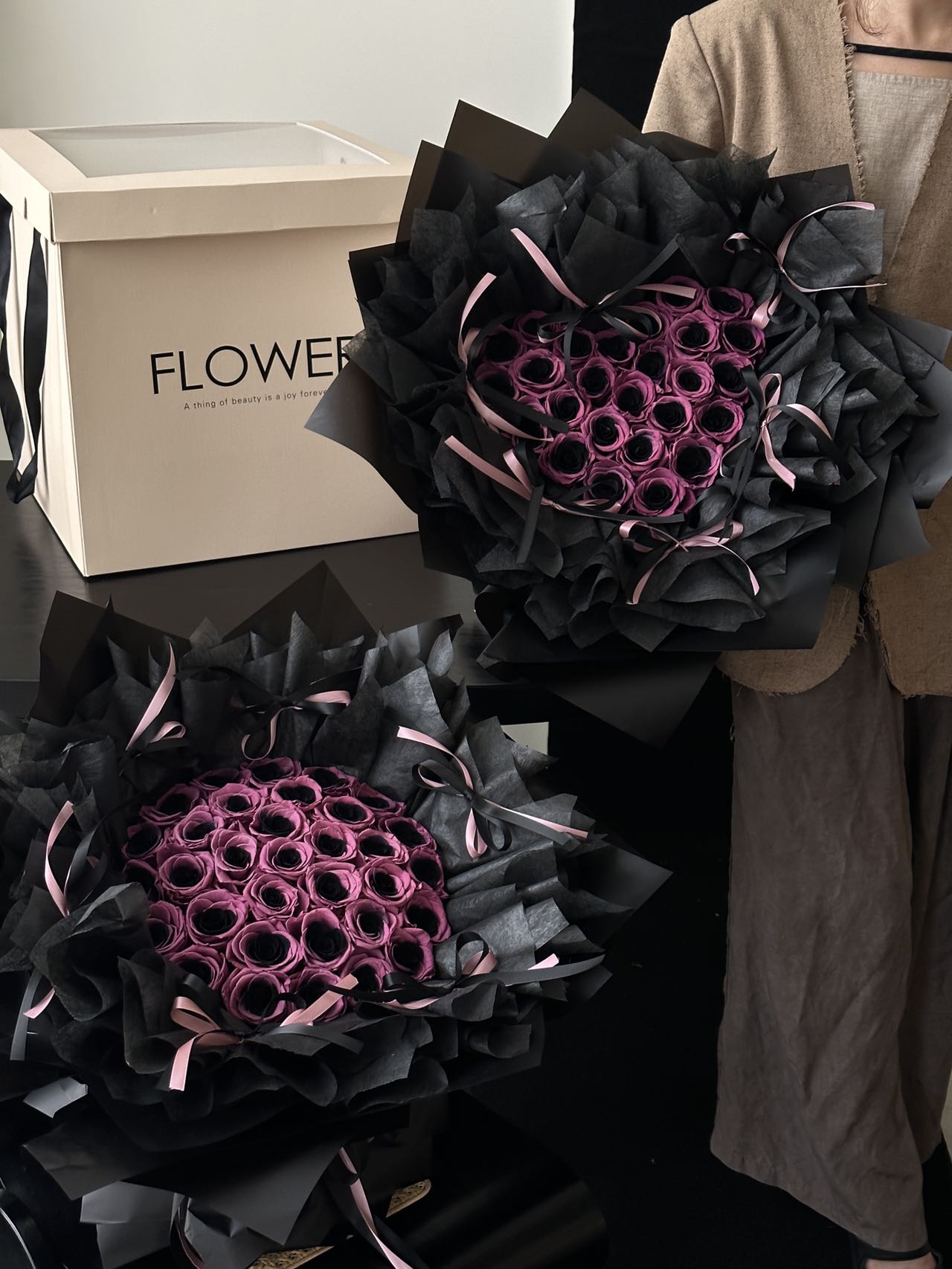 Heart and Round Preserved Rose Bouquets