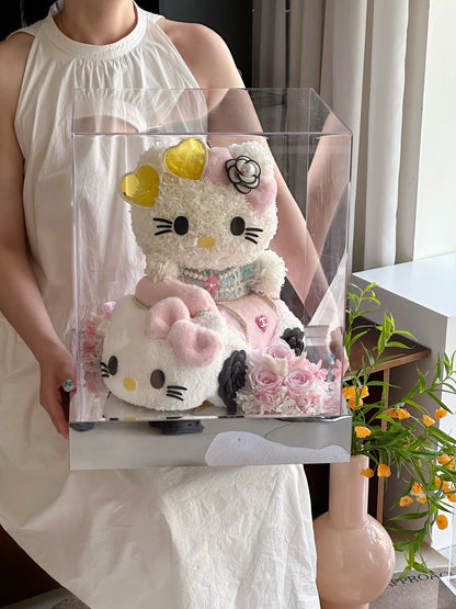 Hello Kitty Dual-Tier Preserved Flower