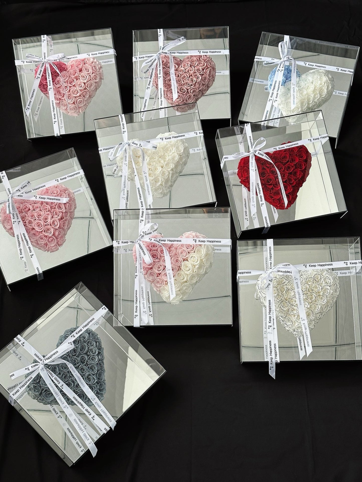 Mirror Heart Preserved Rose Gift Box