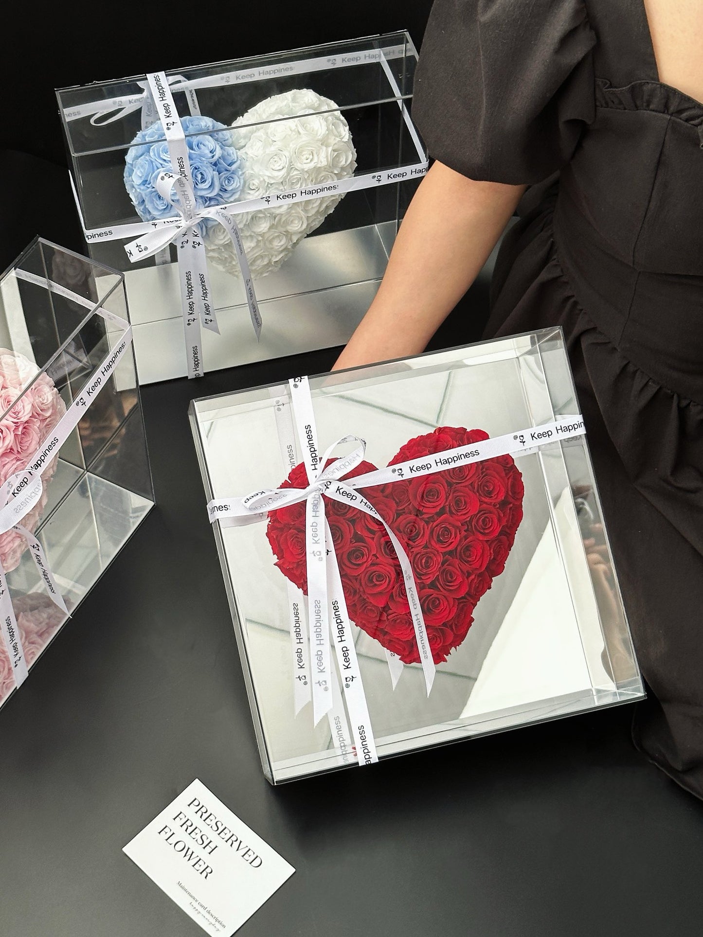 Mirror Heart Preserved Rose Gift Box