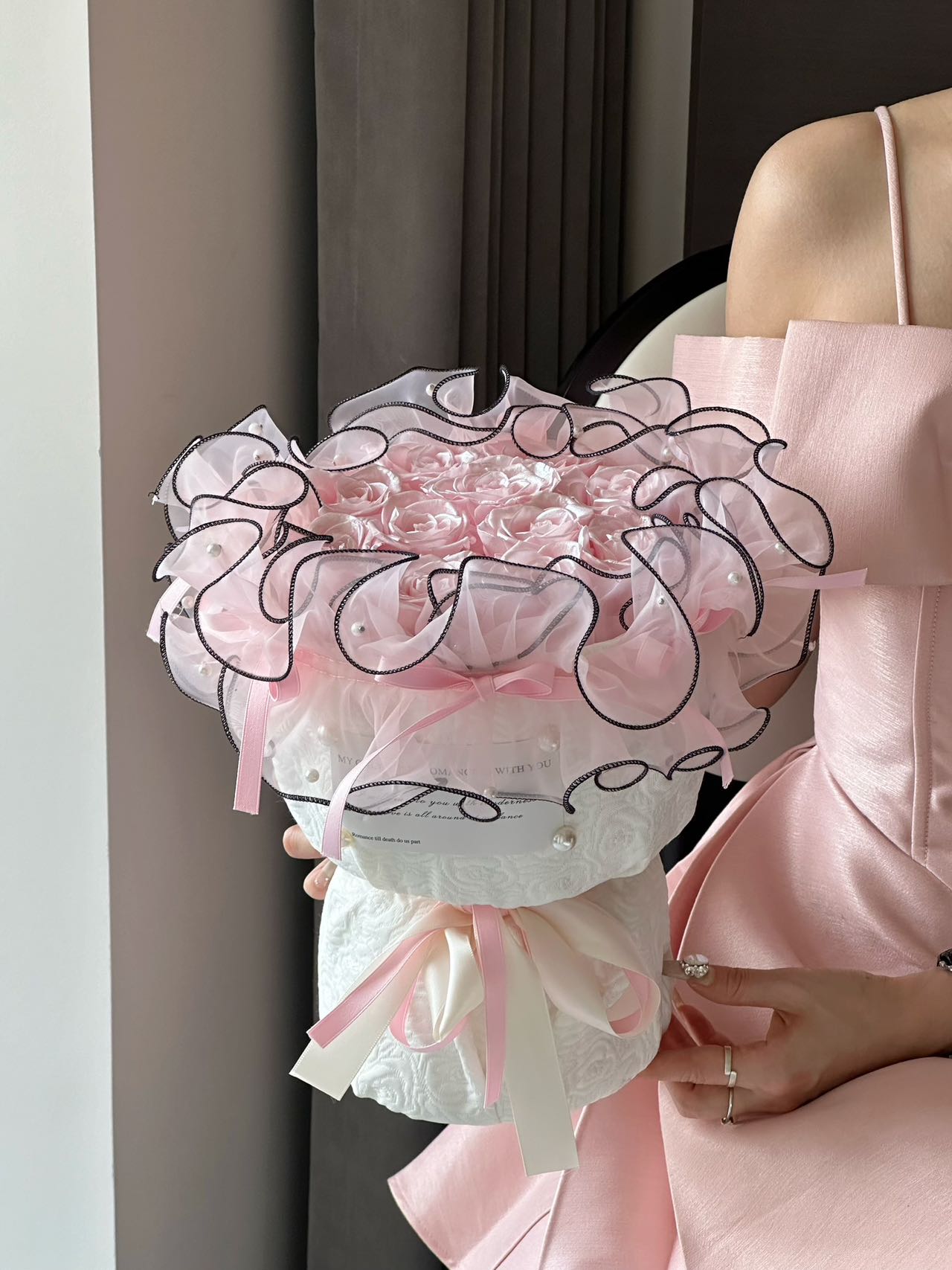 Elegant Organza Wrapped Preserved Rose Bouquets