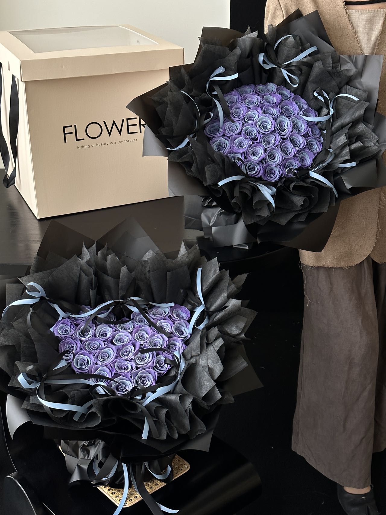 Heart and Round Preserved Rose Bouquets