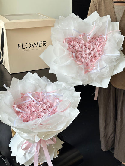 Heart and Round Preserved Rose Bouquets