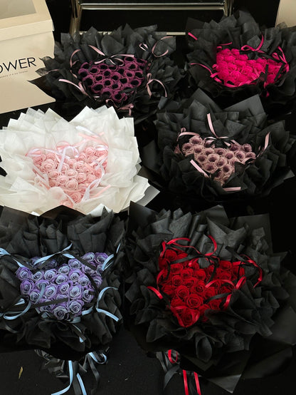 Heart and Round Preserved Rose Bouquets